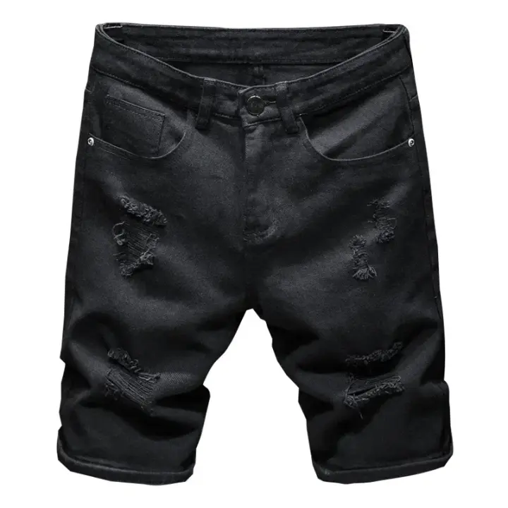 Pantalones Cortos de Denim Blanco para Hombres 2024 Moda Casual con Diseño Rasgado de Rodilla - 1
