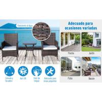 Conjunto de 1 Mesa 2 Sillas Muebles Ratán para Jardín