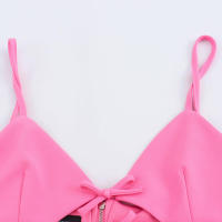 Top de Dos Colores para Mujer OUWU Diseño Ahuecado, Decoración con Lazo, Top de Color Sólido con Tirantes, Ropa de Calle Sexy Dulce Y2K - details 5