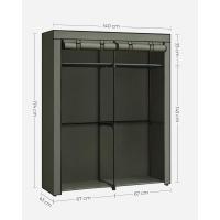 Armario de Tela Portátil Barras para Colgar, Perchero, Plegable, Guardarropa para Dormitorio, Estudio 140 x 43 x 174 cm, Gris RYG02GY - details 29