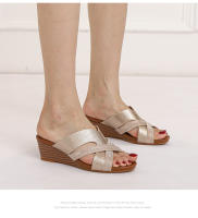 Sandalias de cuña para mujer, ideales para usar como prenda exterior, modernas, con plataforma gruesa, impermeables, informales, de talla grande, con boca de pez. - details 0