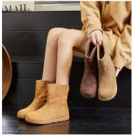 Nuevas botas apilables versátiles casuales botas cortas retro de fondo plano botas de mujer de terciopelo - details 18
