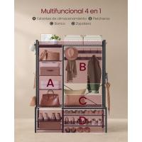 Perchero con Banco Zapatero 5 Estantes de Almacenaje y 9 Ganchos para Ropa Tamaño 40 x 120 x 190cm - details 3