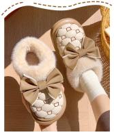 Botines de plataforma para mujer, botines de nieve de invierno de diseñador con lazo, zapatillas mullidas para interiores, zapatos planos de casa para mujer, calzado de moda cálido - details 1