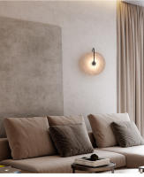 TOMAXIN-Lámpara de pared de mármol redondo, de 3W luz nocturna, 25CM, Simple, mármol español Natural, decorativa, Led - details 5