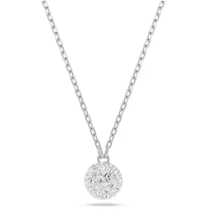 Swarosk-colgante de bola de cristal pavimentada de plata 925, colgante de cuentas de circonia cúbica transparente, collar, joyería de moda, regalo para mujer - 1