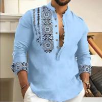 Blusa de manga larga con cuello Henley para hombre, camisa informal de talla grande, Azul, Gris, blanco, 3xl, 2xl, 44, 42 - details 2