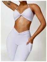 Conjunto de Yoga para Mujeres 2 Piezas Traje de Gimnasio Ropa Deportiva Sujetador de Cintura Alta Pantalones Cortos Leggings de Yoga Material de Nylon Adecuado para Primavera/Verano - details 10