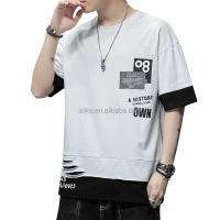 Camiseta informal con mangas y hombros descubiertos para hombre, suave y a la moda, con cuello redondo y hombros descubiertos, Love - details 10