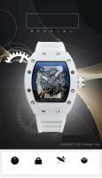 Reloj de Pulsera de Cuarzo de Lujo Automático Estilo Hueco Impermeable Deportivo Correa de Cuero - details 0