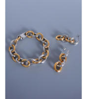 Pendientes Maple Leaf Lord Conjunto de pulsera de acero inoxidable en oro y plata, regalo de aniversario - details 4