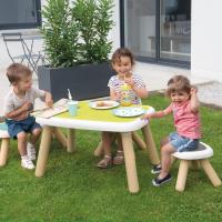 Mesa Infantil Niño de Plástico, Tablero Verde y Patas Beige, para Interior y Exterior - details 3