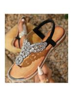IELTS Run gran Tamaño Hueco, Sandalias de Diamantes de Imitación de Fondo Plano Transfronterizo, Comodidad Bohemia Zapatos de Mujer Verano 3016 -1A - details 2