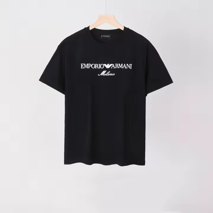 Camiseta Deportiva de Algodón Puro para Hombres Cuello Redondo, Estampado de Logo Delantero, Estilo Básico Casual para el Verano - 1