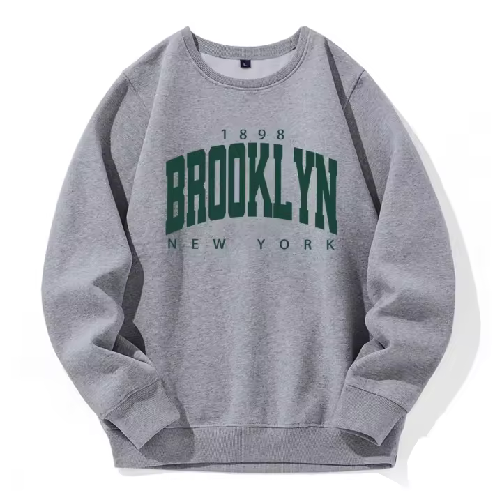 Sudadera de Brooklyn para hombre, jersey de lana suave y cálida con estampado de letras de Nueva York, ropa Original de cuello - 1