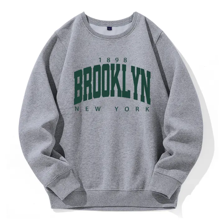 Sudadera de Brooklyn para hombre, jersey de lana suave y cálida con estampado de letras de Nueva York, ropa Original de cuello - 1