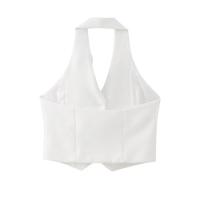 BUNO-moda para mujer, diseño de flores con un solo pecho, chaleco blanco con cuello Halter, chaqueta de oficina para mujer, chaleco corto sin mangas - details 2