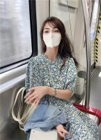 Vestido corpiño con mangas florales frescas para mujer, vestido largo romántico de estilo francés con temperamento suave, tejido de poliéster estampado - details 15