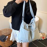 Bolso tipo cubo plisado de estilo coreano, bolso de gran capacidad, bolso de hombro de nailon, bolso cruzado de tela impermeable de Color sólido - details 29