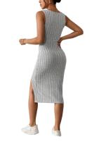 Productos transfronterizos para primavera y verano, vestido de tela con rayas abiertas, falda cosida a la cadera con tirantes lisos de - details 6