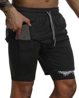 Pantalones de Entrenamiento de Correr 2-en-1 para Hombres Pocket para Teléfono, Toalla, Tres Piezas de Moda Deportiva - details 11