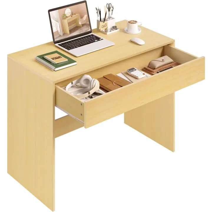 Mesa Escritorio con Cajones, Escritorio Ordenador Roble, 100x50 cm Mesa de Estudio y Oficina, Diseño Minimalista, para Dormitorio - 1