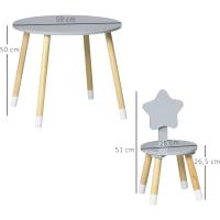 2 s de Madera para Niños con Redondo Ø59x50 cm s Ø28x51 cm Muebles Infantiles para Sala de Juego Dormitorio Gris - details 6