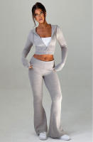Conjunto de dos piezas de moda para mujer, Top con capucha, pantalones informales, ajustados, primavera - details 3