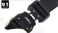 Cinturón táctico militar de nailon para hombre, accesorios de supervivencia para exteriores, hebilla magnética de liberación rápida, color negro - details 5