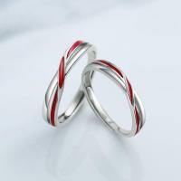 Anillo de pareja ajustable de plata pura con hilo rojo, alianzas de boda y anillos de promesa, regalo de San Valentín para mujer y hombre - details 1