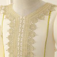 Vestido de princesa de manga larga bordado para niñas, disfraz de flores para niñas, vestido árabe de Dubái, bata musulmana de Ramadán. - details 14