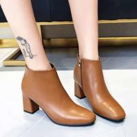 Botas cortas y de cuero con punta cuadrada cómodas y modernas para mujer - details 2