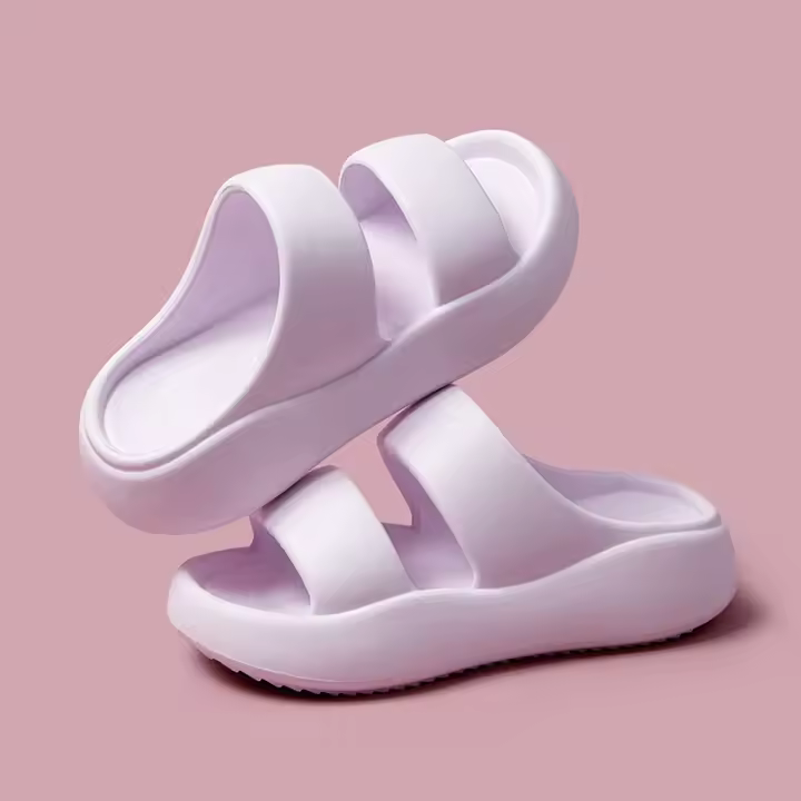 Zapatillas de suela gruesa para mujer, sandalias de plataforma Eva con suela suave, antideslizantes con doble correa, para playa, novedad de verano - 1