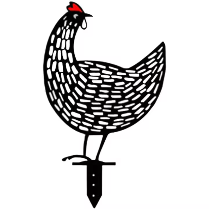 Arte para patio de pollos, estatuas de jardín al aire libre, estacas de césped de patio trasero, decoración de patio de gallina de Metal, regalo, decoración de estatuas de jardín-4 - 1