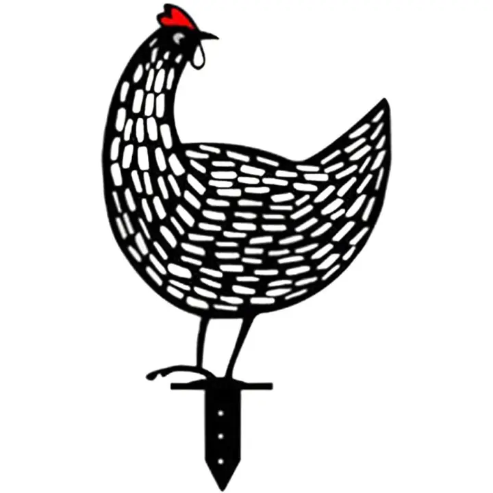 Arte para patio de pollos, estatuas de jardín al aire libre, estacas de césped de patio trasero, decoración de patio de gallina de Metal, regalo, decoración de estatuas de jardín-4 - 1