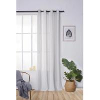 Cortinas de lino y poliéster decoradas con líneas blancas verticales.150x260cm. Decoración del hogar y la oficina. - details 9