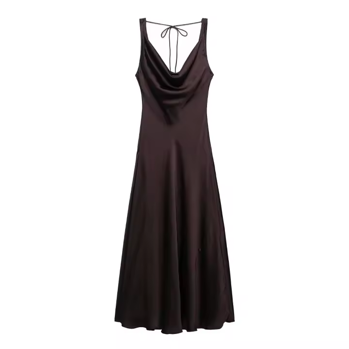Estilo nuevo vestido largo versátil con textura satinada a la moda para mujer 2590/987/600 - 1