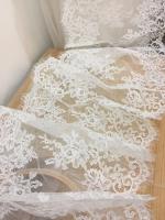 Exquisito adorno de encaje francés Alencon de 3 yardas, hermoso velo de novia, encaje de boda, encaje Floral de pestañas bordadas - details 4