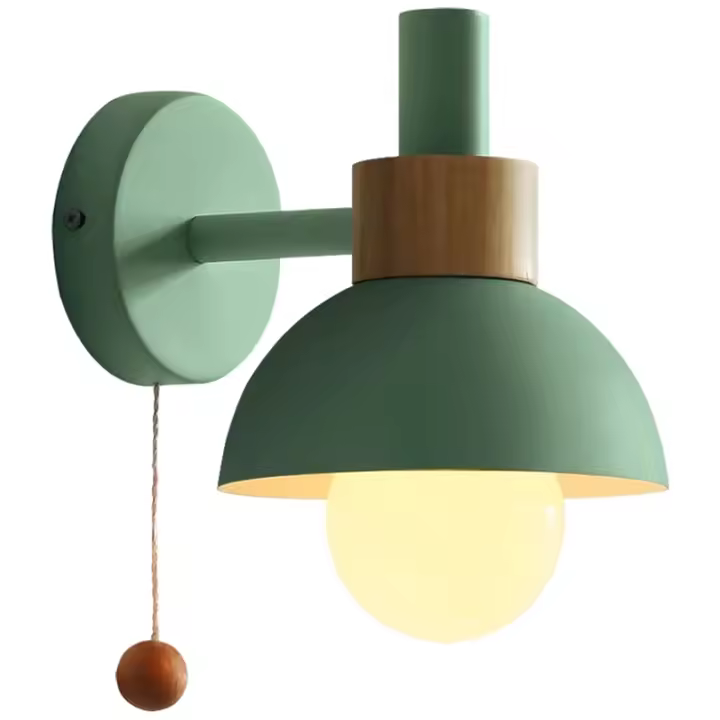 Lámpara LED de pared con interruptor, candelabro de madera, iluminación interior, decoración del hogar, cabecera, dormitorio, sala de estar con bombilla B - 1