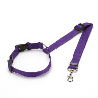 Cinturón de seguridad de coche para mascotas dos en uno de color sólido, correa de nailon para asiento trasero, arnés ajustable para perros, collar, accesorios para mascotas - details 0