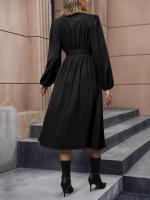 Elegante Vestido Largo para Mujer Cuello en V, Color Sólido, Diseño Harajuku Nuevo - details 16