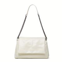 ANNMUU Bolso bandolera ajustable de gran capacidad para mujer con correa de cadena desmontable, bolso de hombro con cierre magnético para ir al trabajo, ir de compras y uso diario - Blanco/Negro - details 5