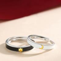 Anillo abierto de sol y luna de conejo para niñas, accesorios de joyería para amantes del aceite con goteo de diseño, joyería para parejas, mejor amigo - details 1