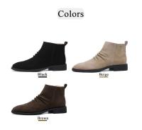 37-44 Botas Chelsea grandes con cremallera plegable de cuero genuino para hombres y mujeres 19128 - details 3