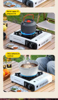 Hornillo de gas portátil, Estufa de cassette portátil, compacto de camping con maletín de transporte, cocina de exterior regulable continuamente con encendido piezoeléctrico automático, Estufa cassette de doble uso ESTUFA DE GAS PORTÁTIL - details 7