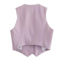 OUWU- Chaleco sin mangas para mujer, chalecos elegantes con cuello en V y una sola botonadura, blusas blancas elegantes - details 7