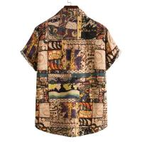 Camisa Echo de manga corta para hombre, blusa hawaiana con estampado informal, cuello vuelto, top con un botón - details 2
