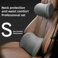 Almohada de cuello ergonómica viscoelástica Almohadilla de apoyo lumbar ajustable para asientos de coche y oficina Accesorios de asiento de larga distancia - details 1