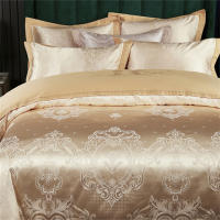 Juego de Ropa de Cama con Bordado de Jacquard Dorado Svetanya Funda de Edredón y Funda de Almohada para Cama Reina y Rey con Tela Elástica - details 2