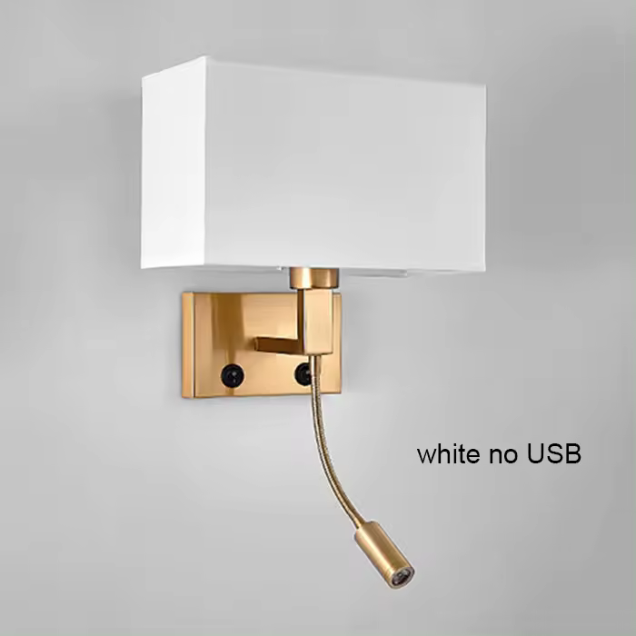 Lámpara LED de pared con brazo oscilante, luz de lectura de cabecera, acabado en bronce, candelabros de pared E27 para Hotel, accesorio de iluminación de pasillo, USB Vintage - 1